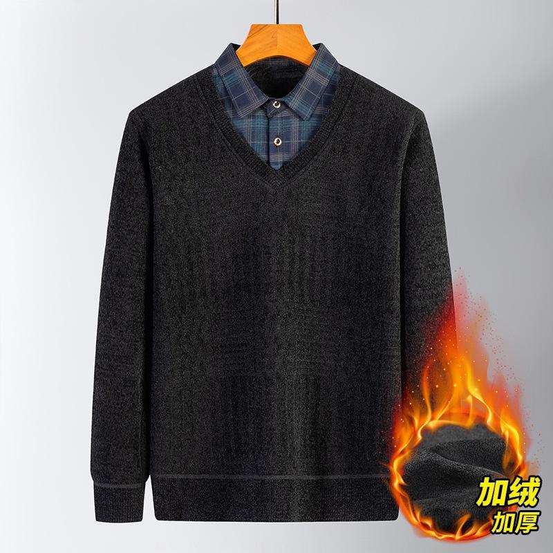 

Мужская флисовая рубашка-поло с имитацией двух частей, осенне-зимняя, в клетку, с лацканами, из шенилла, утолщенная, теплая, для ношения под низ 4XL чёрный