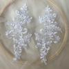 Lace Applique Sew on Patch Fabric 1Pair Embroidery Flower Exquisite Trim Patches Crafts Stickers Bag Gown Decoration Wholesale