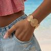 Beach Summer Shaped Leaf Metal Bracelet For Women With Electroplated Finish