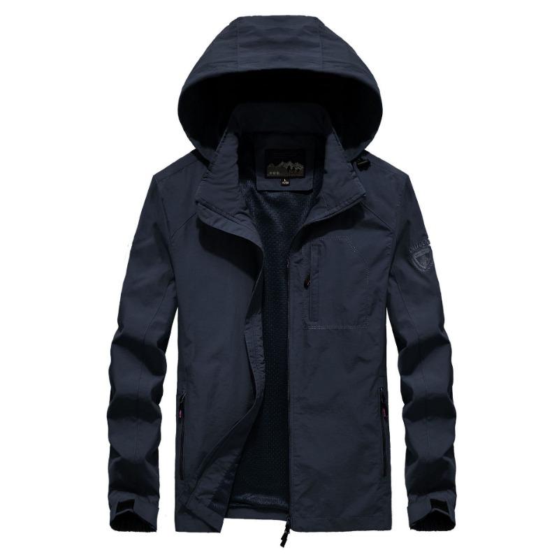 Hooded Jacket Jacket Men's Top Outdoor Sports Casual Thin Large Size Trench Coat Clip Outdoor Jacket