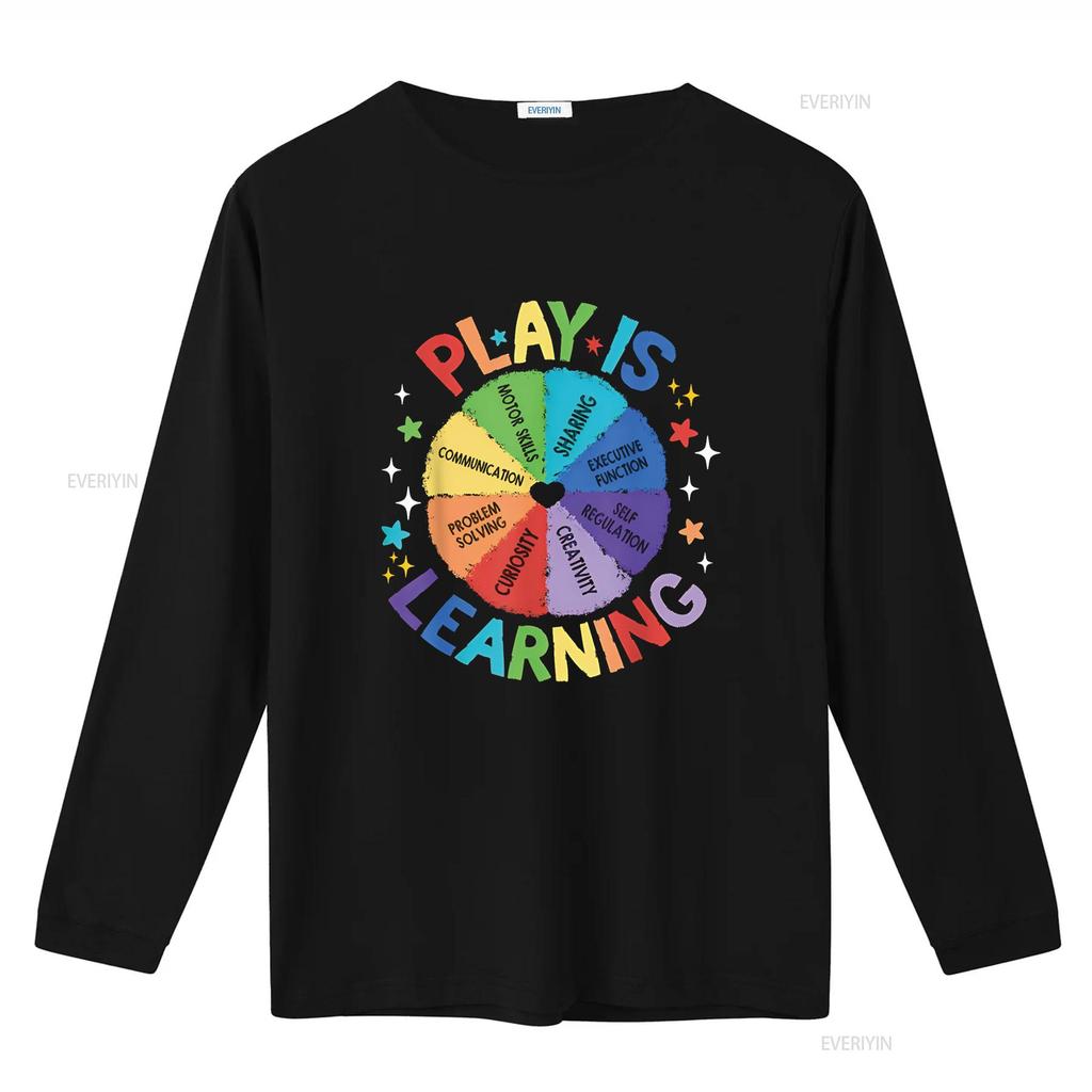 Play is Learning Teachers Preschool Kindergartner T Shirt vintage Washed homme graphic Comfortable fashion Unisex Stylish