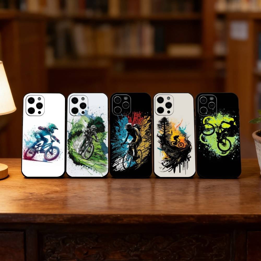 cycling Phone Case For iPhone 17, 16,15,14,13,12,11 Plus,Pro Max, Others Soft Black Cover