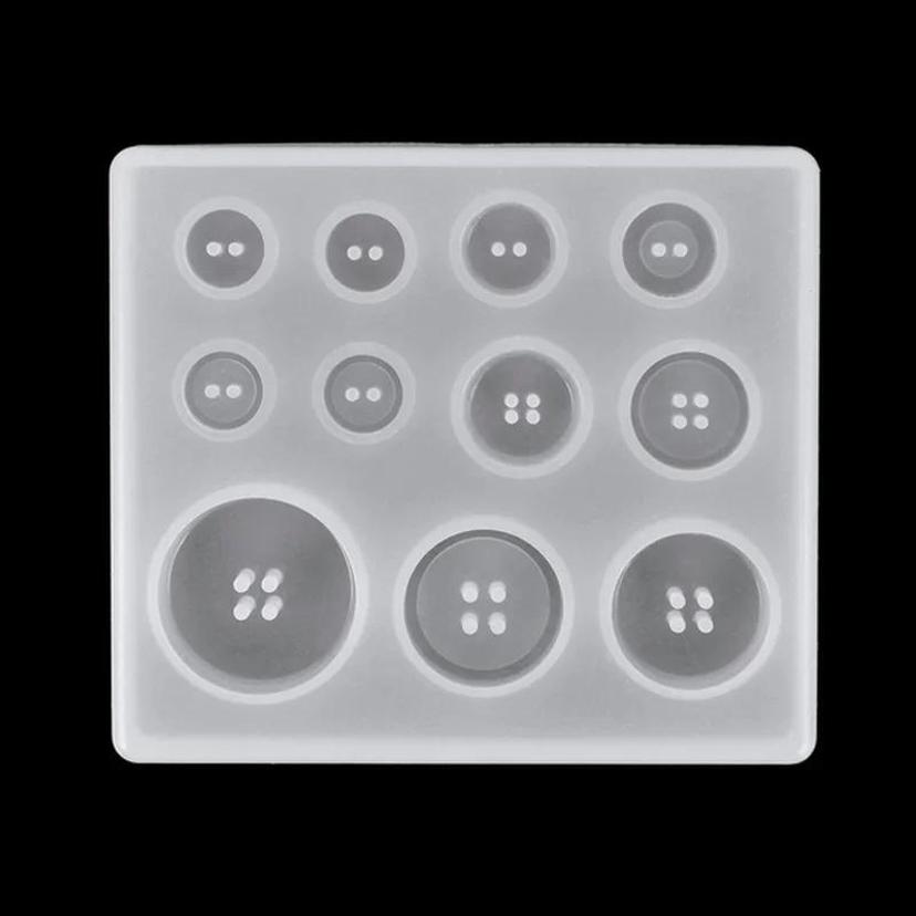 Button Shape Silicone Mold Resin DIY Button Handmade Mold With Hole Pendant Button Non-stick Art Mold Decor Cake Baking Tools