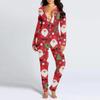 2023 Europäischer & Amerikanischer Weihnachten Langarm Knopfleiste Bedruckter Erwachsenen Jumpsuit