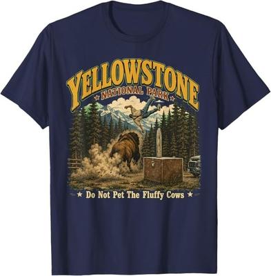 Parco Nazionale di Yellowstone Non Accarezzare le Mucche Soffici Maglietta Vintage