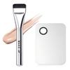 Kimstore Foundation Brush Flat Liquid Compatible Sheer Application Adheres Evenly Beginner-Friendly Makeup Base Soft Texture Portable + Palette