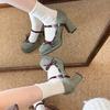 Nuova Piattaforma Primavera Tacco Spesso Scarpe Mary Jane da Donna Fibbia a Fiocco di Farfalla Moda Scarpe Lolita Eleganti Pumps da Sera per Signore