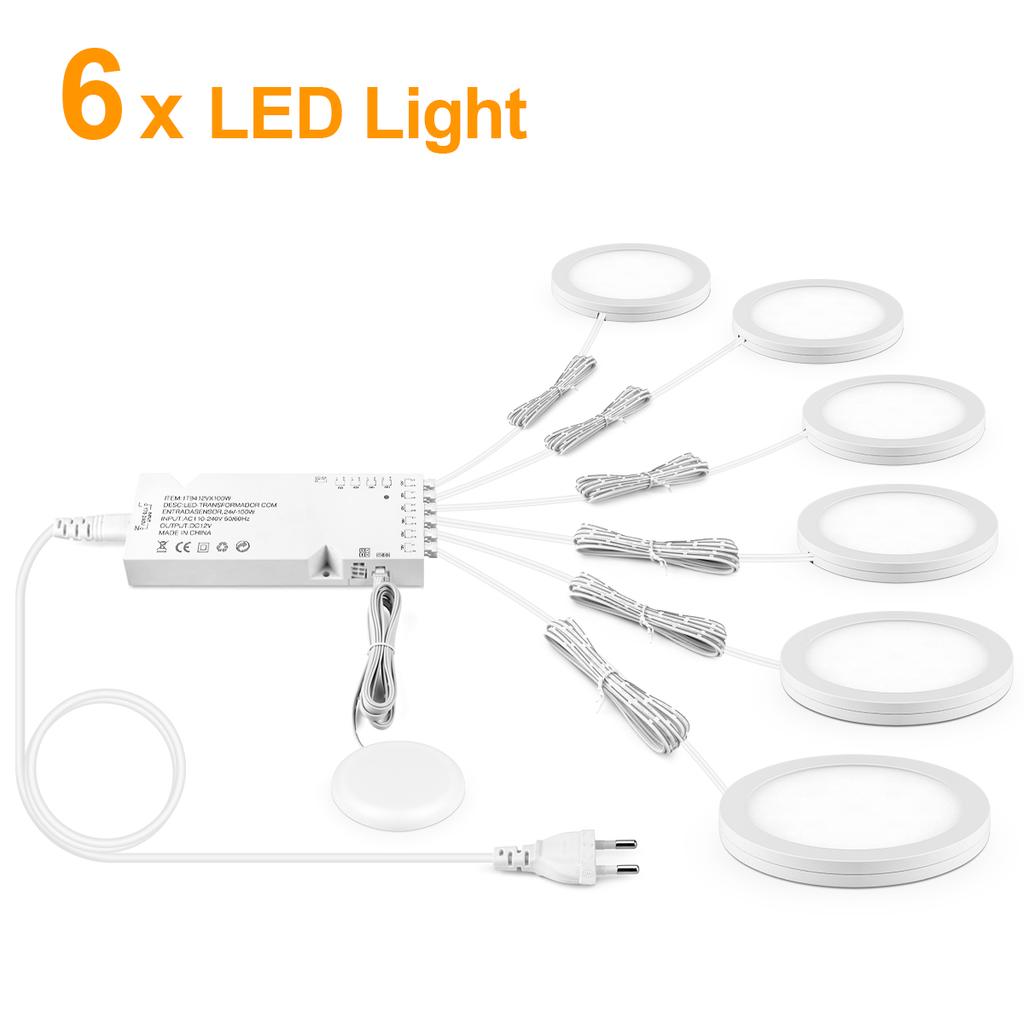 Luci Notturne LED Sottopensile da Cucina Ultrasottili Adesive Lampada da Soffitto Tattile Dimmerabile Per Armadio, Mensola Espositiva, Illuminazione Dispensa