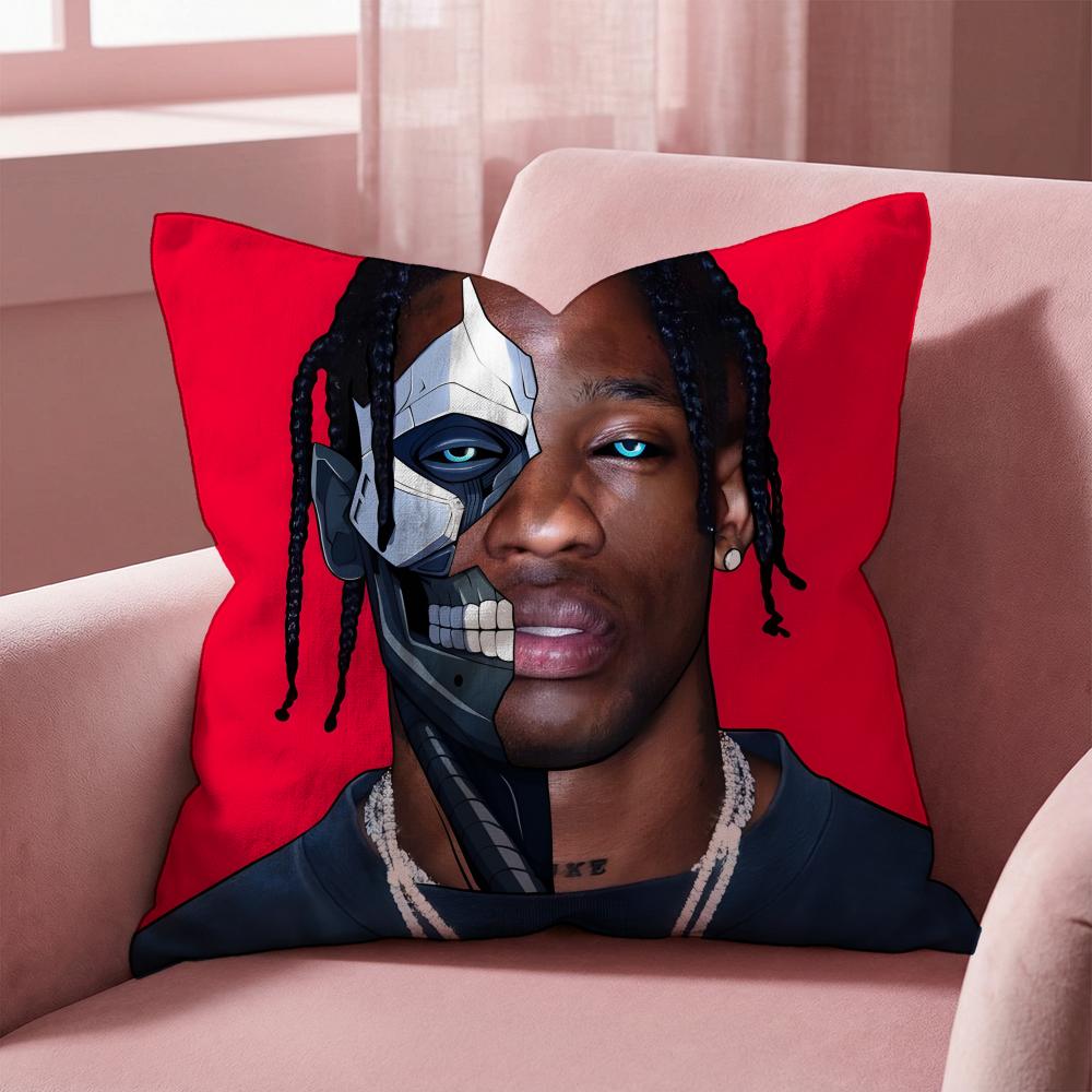 Travis Scott Cushion Cover Multi-Scene Pillow Cover for Home & Car - Reversible, Soft & Durable for Daily Use