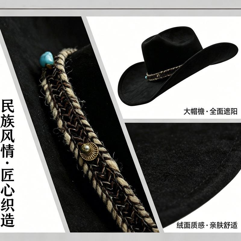 Western Ethnic Style Large Brim Women S Fedora Hat