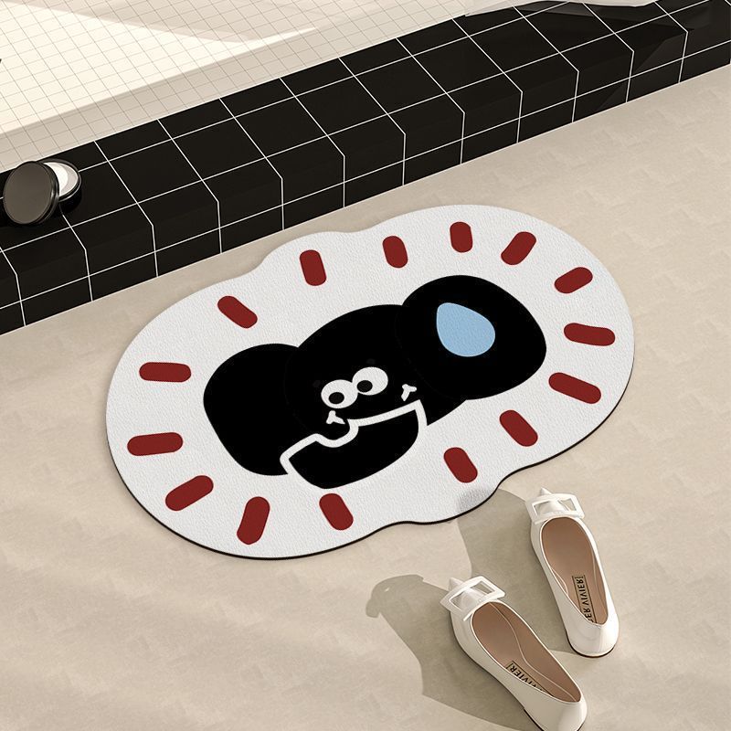 Cartoon Happy Small Elephant Diatom Mud Carpet Porch Mat Home Bathroom Quick Drying Water Absorption and Dirty Door Non-slip Mat