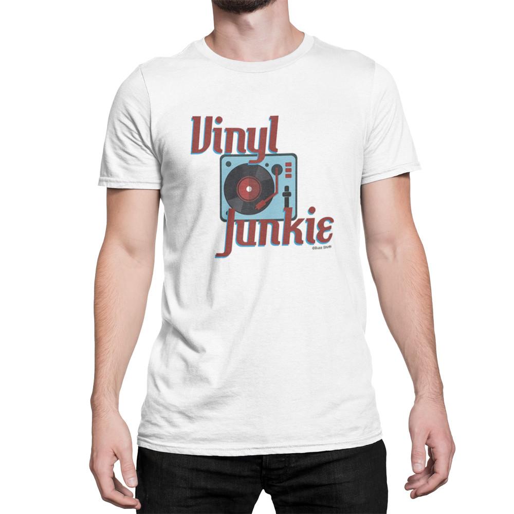 

Vinyl Junkie Mens Cotton T-Shirt Retro Record LP Birthday Music Gift Eco L