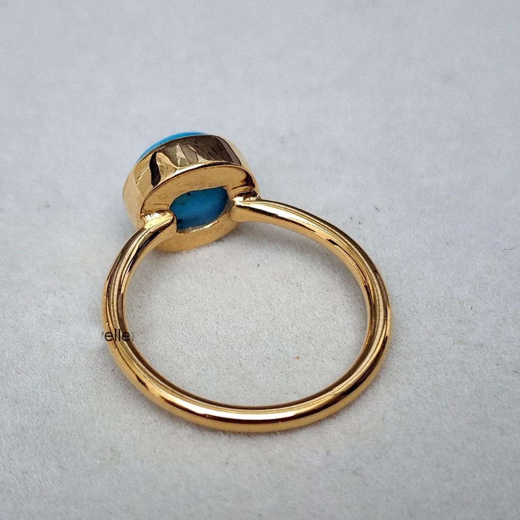 Round Cab Sleeping Beauty Blue Arizona Turquoise 925 Sterling Silver Ring Jewelry, Handmade Beauty Ring Jewelry