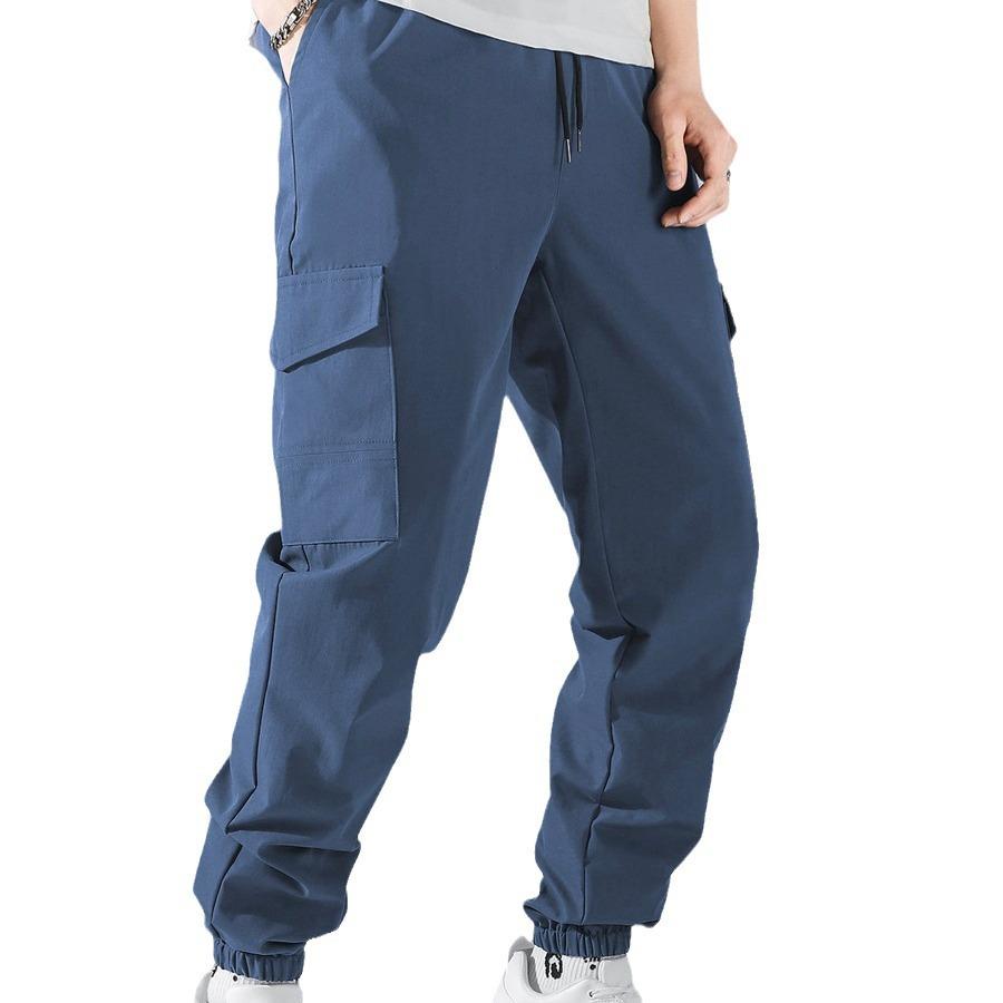 New Fashion Men's Work Trousers Sub High Street Retro Casual Multi-pocket Drawstring Trousers Men