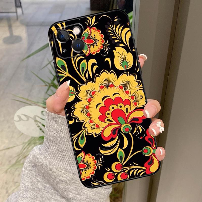 

Russian Scarf Floral Case For iPhone 16 Pro Max 15 14 12 11 13 17 Pro Max Plus 12 13 Mini 16e 17 Air Back Cover iPhone 14 Pro