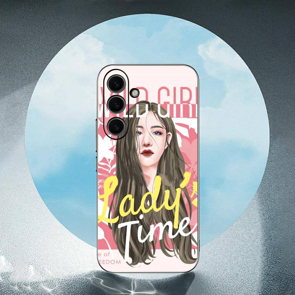 Fashion Girls For Samsung Galaxy S25 S24 S23 Ultra S22 S21 Plus S20 Black Soft Silicone Protective Case