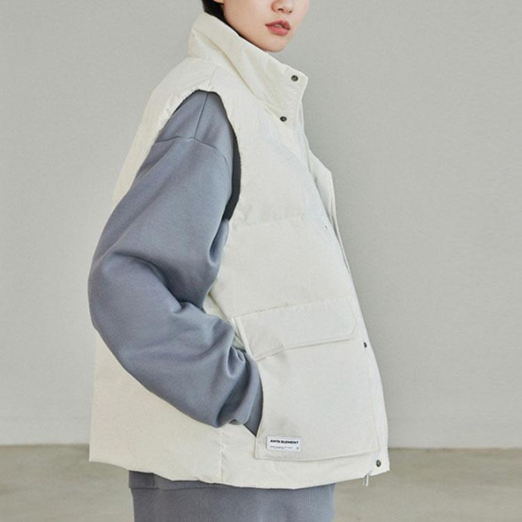 Anta Gilet Senza Maniche in Pile Monocolore con Cerniera Nascosta e Collo Alto da Uomo Bianco 952238901-1