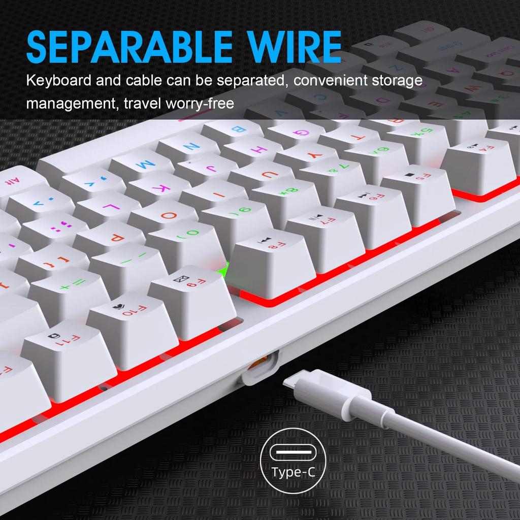 104 Tasten RGB-beleuchtete mechanische Tastatur Kabelgebundene RGB-Gaming-Tastatur Cyan-Achse Tastenkappen für PC Laptop Desktop Esports Ergonomie Tastatur