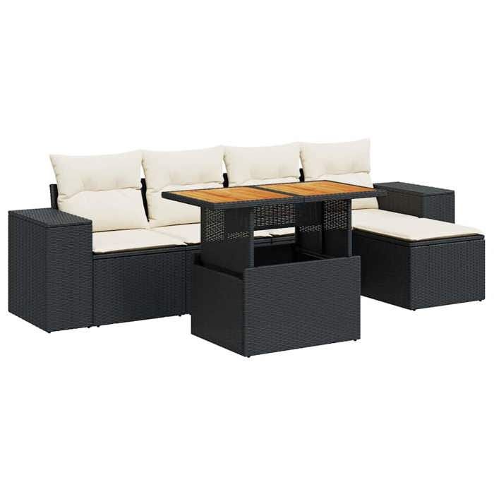 VidaXL Salon de jardin 6 pcs avec coussins noir résine tressée 3327360