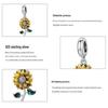 Sunflower S925 Silver Bracelet Pendant, Shining Sunflower DIY Beaded Accessories SCC2079