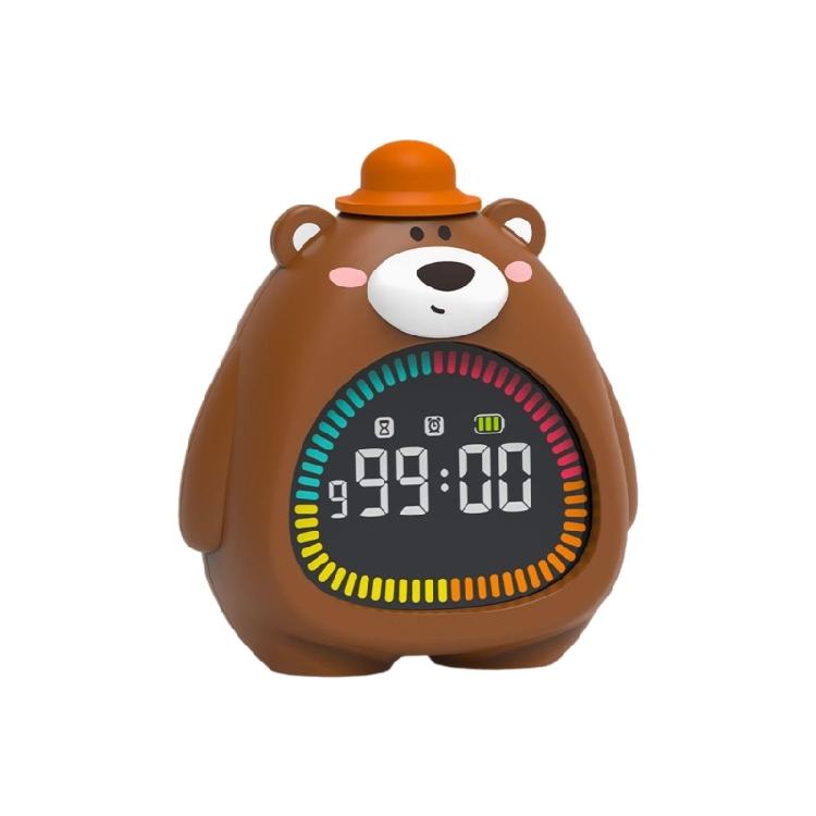 

Будильник у формі ведмедя з нічним світлом, таймером, м яким світінням, силіконовий, ПВХ, безпечний для дитячих спалень, домашнього декору коричневий