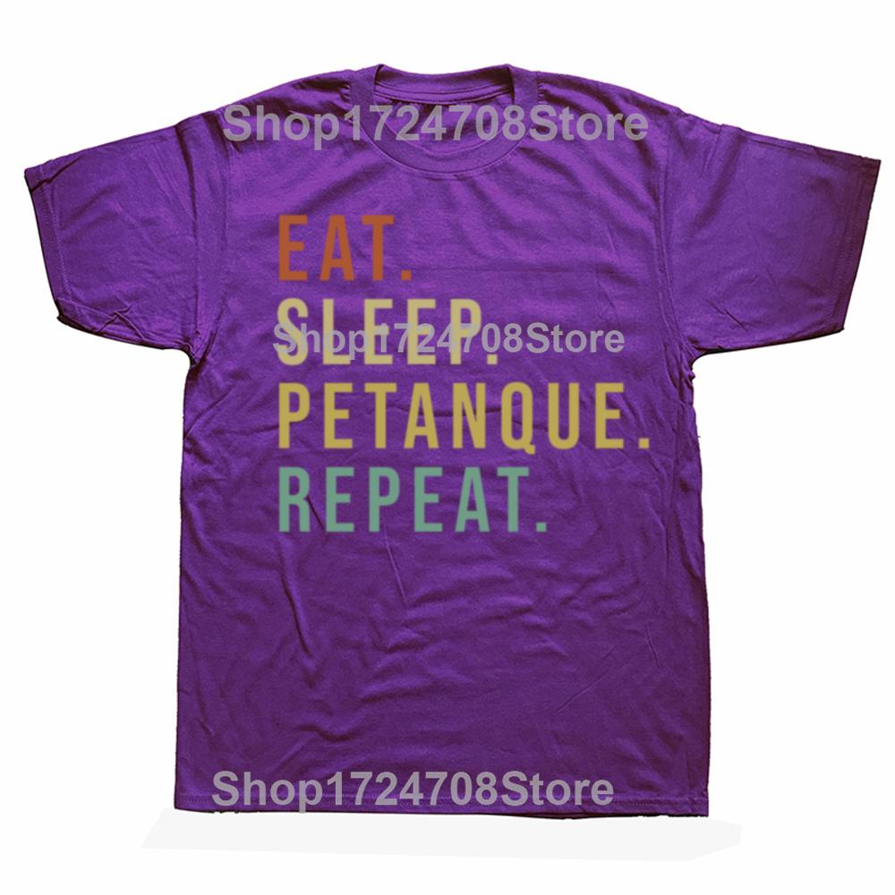 Lustige Eat Sleep Petanque Repeat Grafik T-Shirts Herren Damenmode Lässiges T-Shirt 100% Baumwolle Lockeres Übergroßes T-Shirt