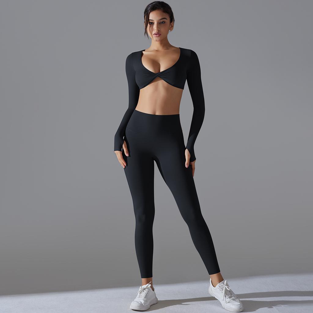 New Nude Quick Drying Yoga Suit Set, Tight Fitting High Waisted Antibacterial Pants, Running Sports Fitness Two-Piece Set For Women