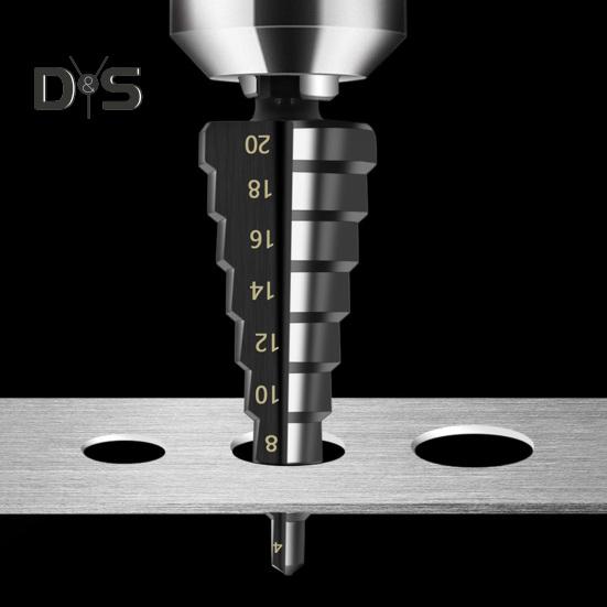 Burghiu treptat de 3 buc. Burghie treptă ascuțită, duritate mare, din oțel de mare viteză, tijă hexagonală, canelură dreaptă, burghie treptă Aprovizionare acasă