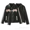 New Autumn Products, Women's Clothing, European and American Style French Design Fashion, Sweet and Cool Bow, Black Leather Jacket, Women's Coat