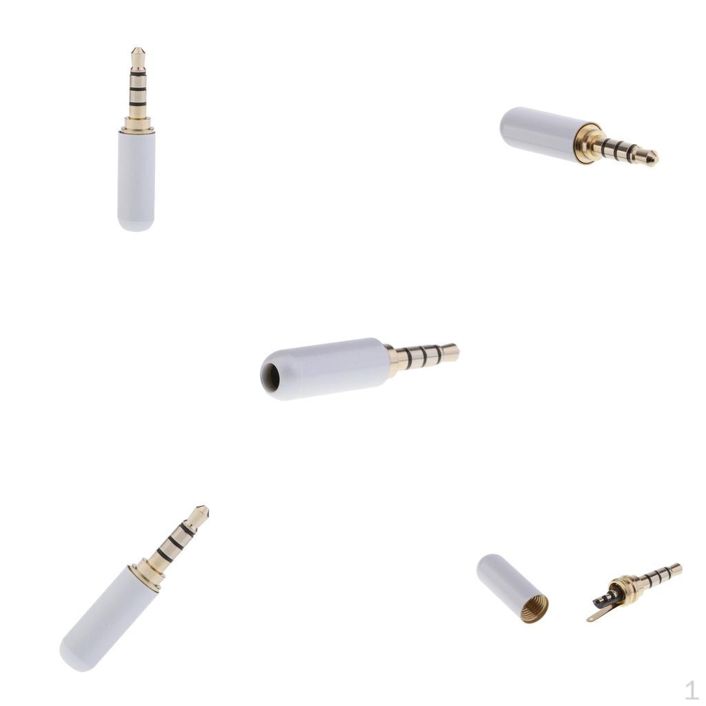 

5x 3.5mm 1/8 4 Pole Male Plug A/V Solder Connector White