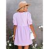Fashion Summer New Fresh Sweet White round Neck Back Single-Breasted Puff Short Sleeve Dress Female Dress