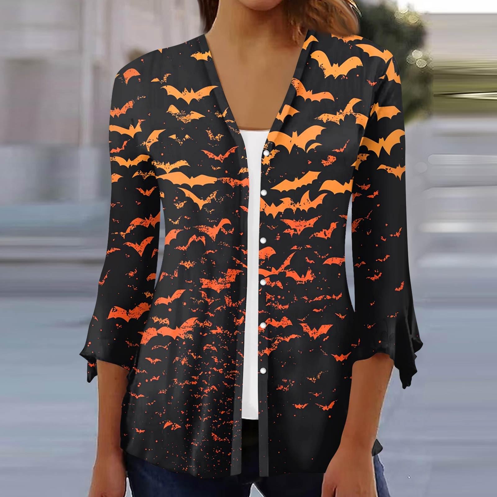 

Женский свободный повседневный кардиган-топ с принтом и рукавами семь восьмых на пуговицах XL