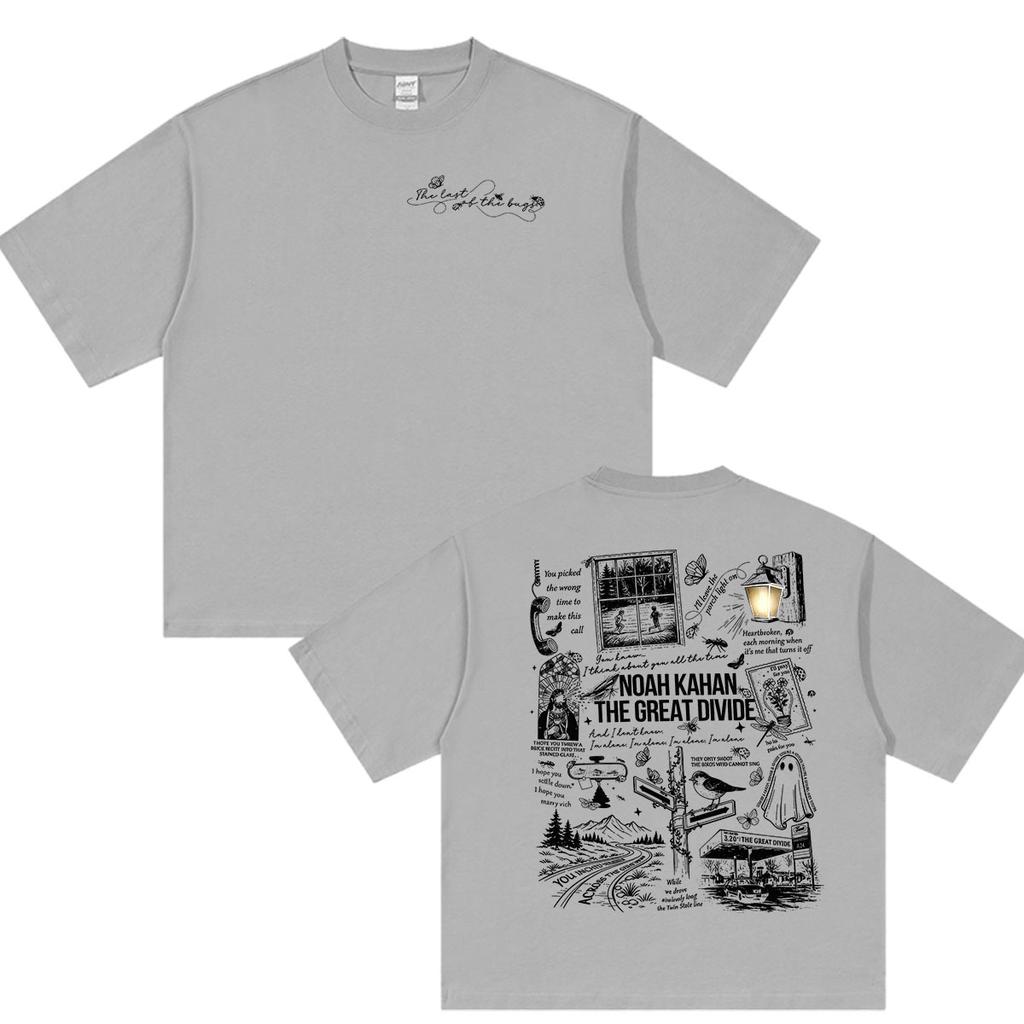 Noah Kahan The Great Divide Tour 2026 Double Sided Print Tee Shirts Unisexs Casual Fashion Cotton Short Sleeve Tshirt Streetwear