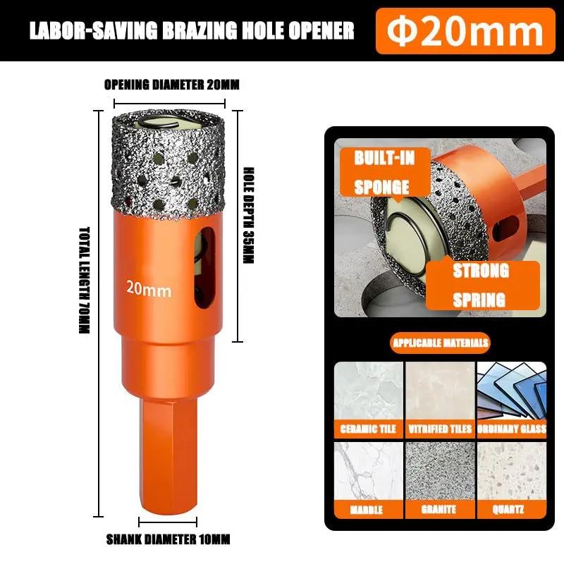 1PC 20-60mm Diamond Brazed Core Dry Drill Bit for Porcelain Tiles Marble Glass Granite Hole Cup Saw Cutter Accessories Cutting