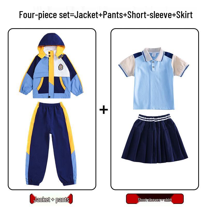 Primary School Autumn/Winter Five-Piece Windbreaker Set: New Style Warm Kindergarten Uniform