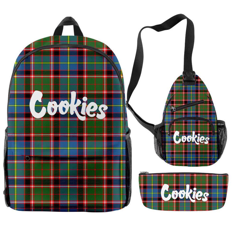Cook 3D Digital Color Printing Backpack Set Oxford Cloth Waterproof And Wear-Resistant Three-Piece Backpack