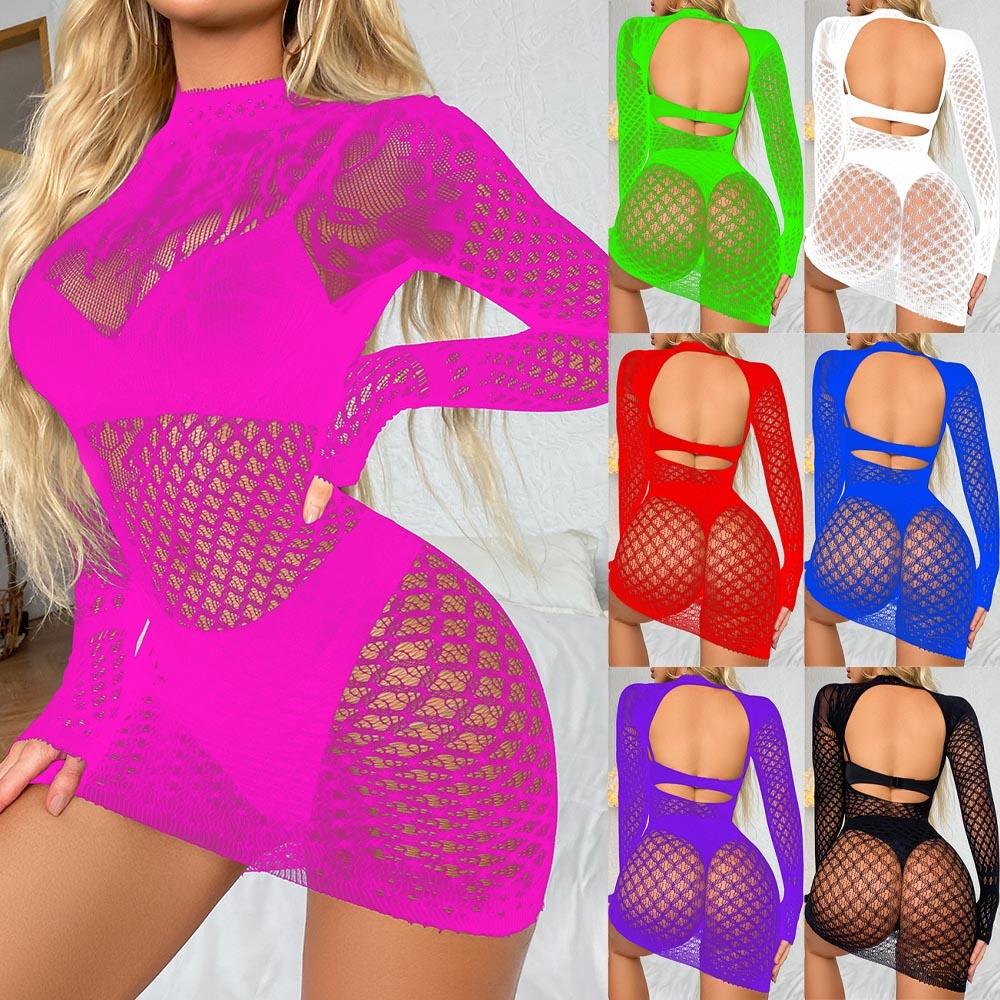 Dress Backless Bodycon Dress Erotic Lingerie Fishnet Hollow Out