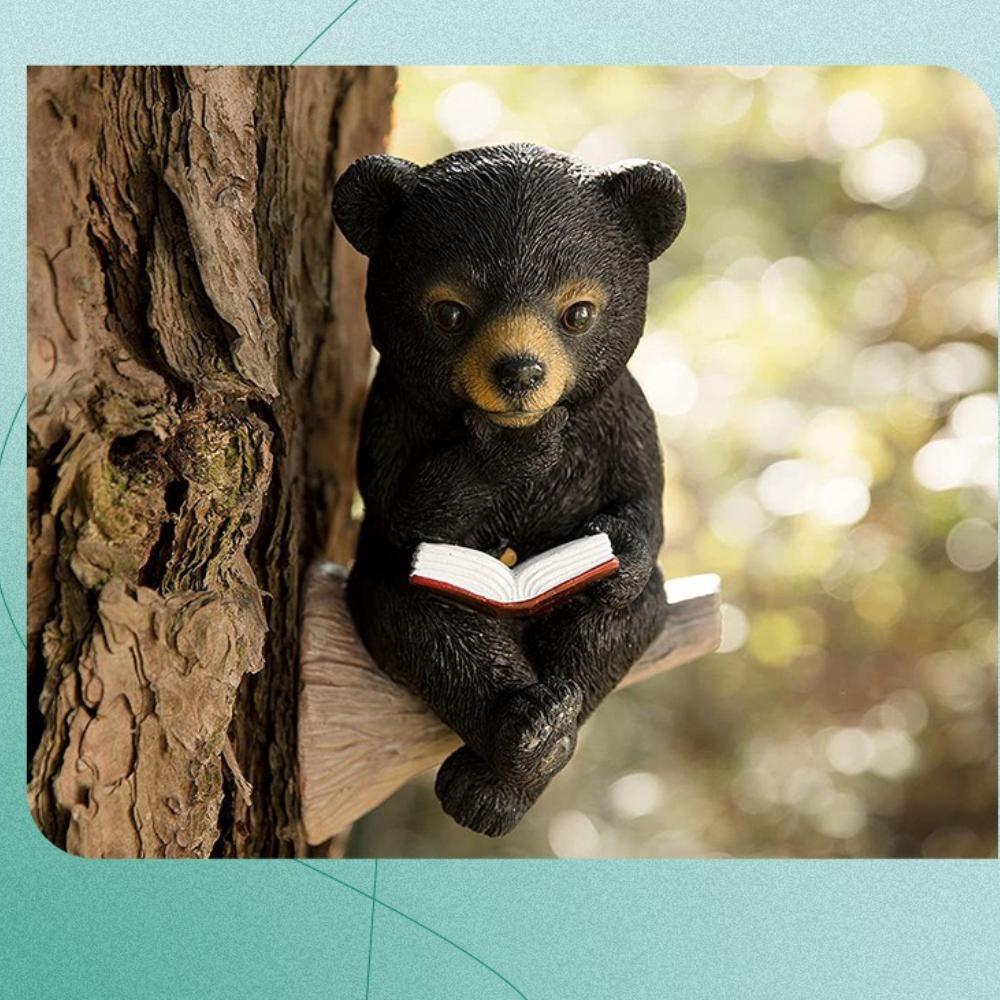 Solar Garden Light Ornament, Resin Bear Statue