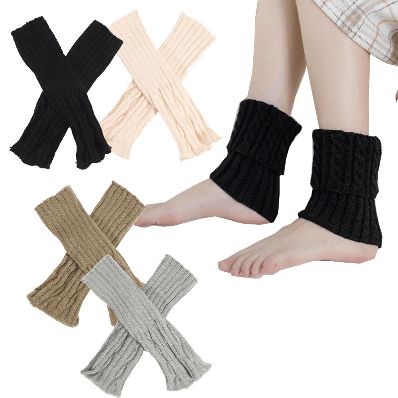 Damen Stulpen Knöchel Winter Warm Stretch Gestrickt Slouch Thermisch Damen Dicke Wolle Bündchen Stiefelsocken Überzug flauschig Weibliche Gamasche