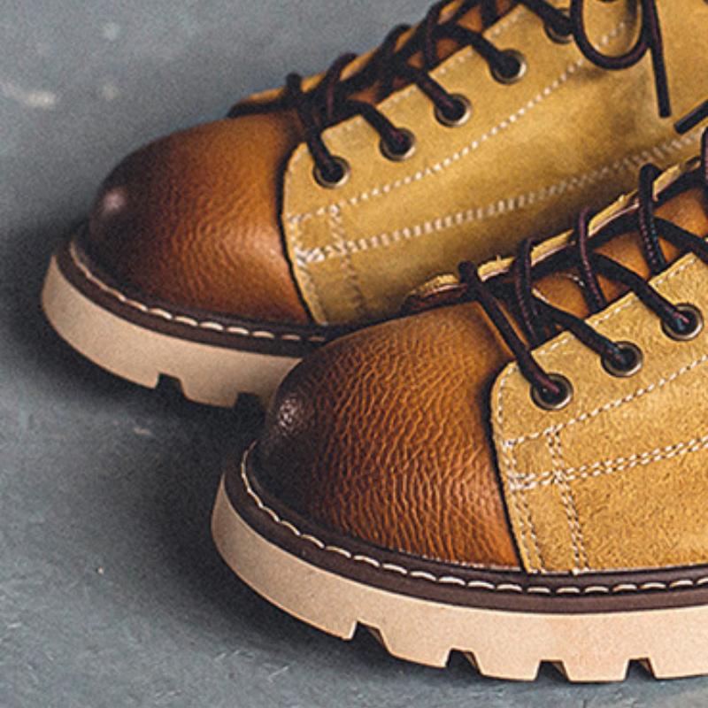 Men Leather Casual Shoes Comfortable Platform Shoes Suede Genuine  British Style Lace-Up  Shoes Outdoor Low Ankle Men Shoer