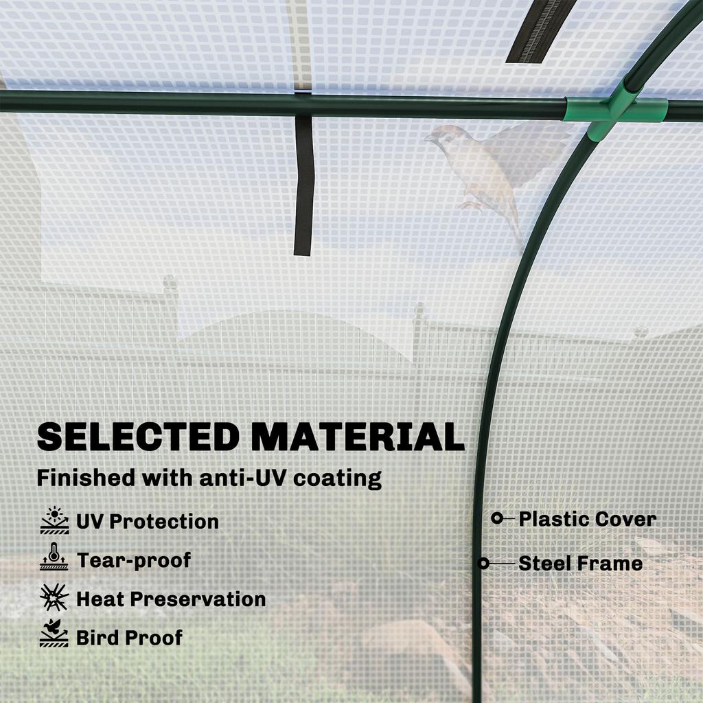 395 x 100 cm Low Tunnel Greenhouse - White