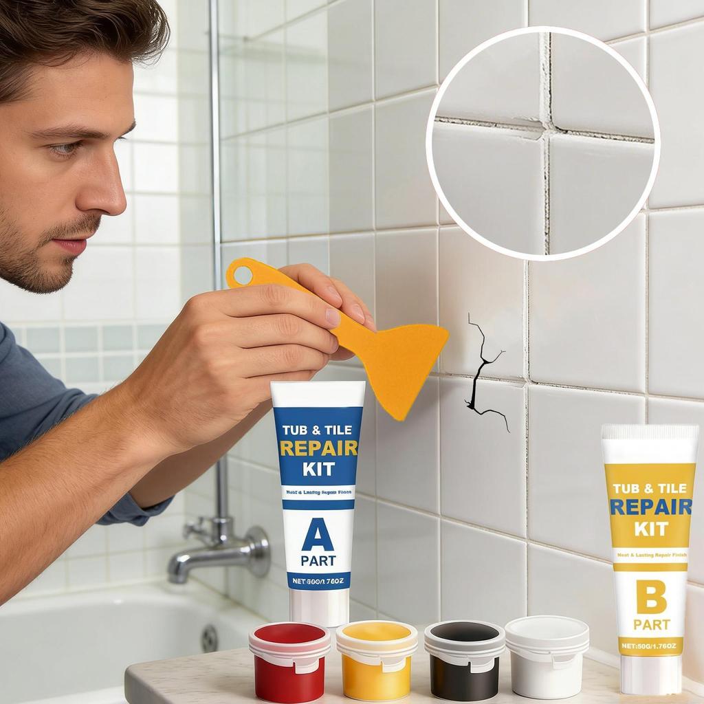 Waterproof Strong Adhesive Ceramic Tile Repair Kit for Bathtub Bathroom Kitchen Floor Toilet Shower Room Marble Caulk Cracked