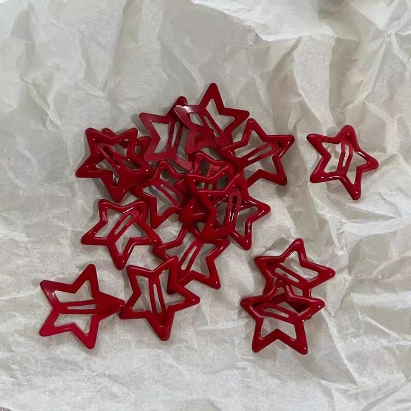 

Y2K Black Red Star Hair Clips for Girls Filigree Star Metal Snap Clip Hairpins Barrettes Hair Jewelry Nickle Free Bobby Pin 2pcs красный