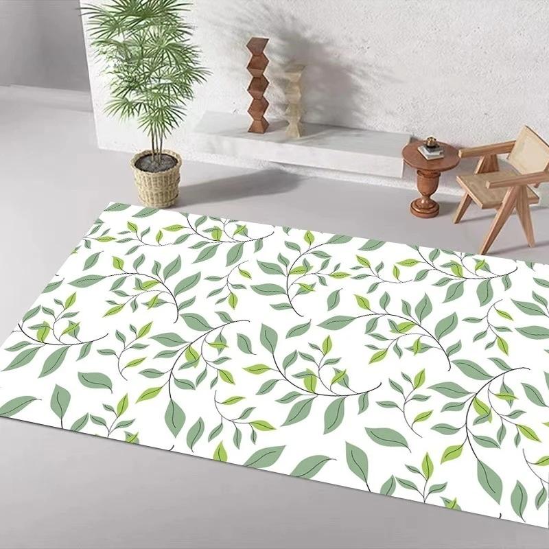 Green Leaf Pattern Tropical Carpet Entrance Bathroom Floor Mats Nordic Kitchen Rugs Anti-slip Mat for Bathroom Door Mats Decor