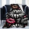 Lips Hearts blanket Personalized Name Flannel Blanket Soft Cozy Plush Throw for Sofa Bed Lightweight Home Décor