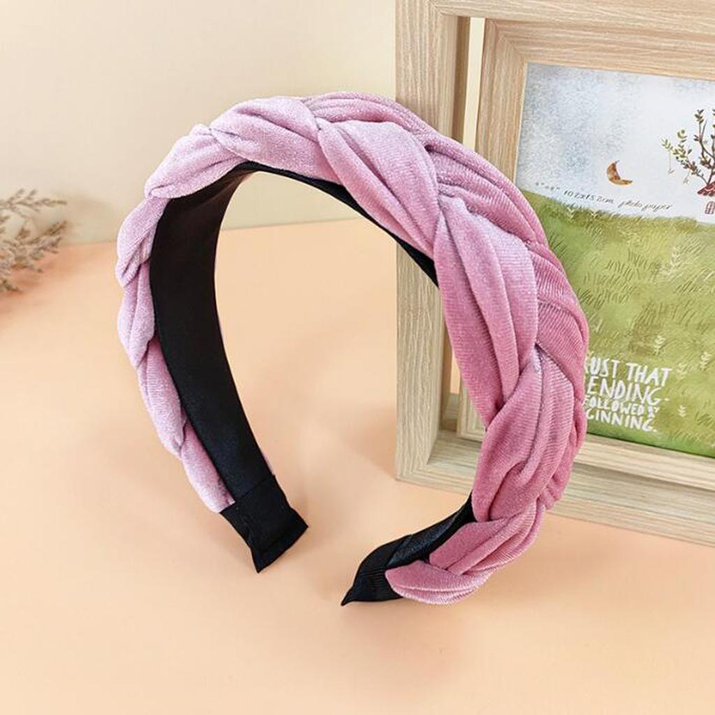 PROLY New Fashion Women Headband Solid Color Braided Hairband Wide Side Headwear Adult Hair Accessories Autumn