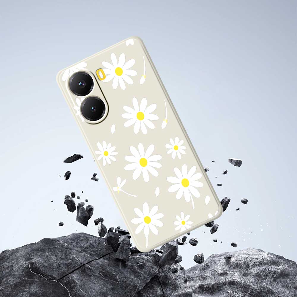 For Xiaomi Redmi Turbo 4 5G/Poco X7 Pro 5G Case White Daisy Pattern Printing Straight Edge TPU Phone Back Cover