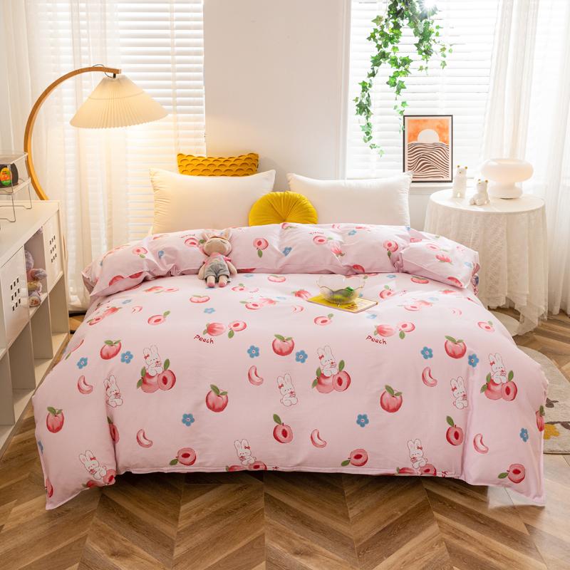 Kawaii Cartoon Bear Duvet Cover Cotton Girly Style Pattern Bedding Soft Skin-friendly Breathable Comforter Cover for Kids Girls