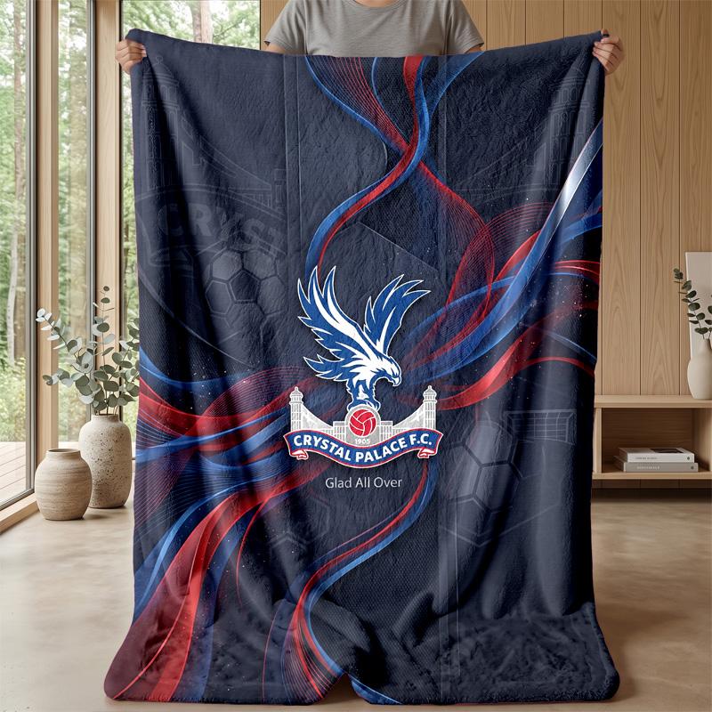 Couverture Flottante en Flanelle Imprimée Football Crystal Palace, Couverture Jetée Douce Chaude Légère pour Canapé Lit Camping