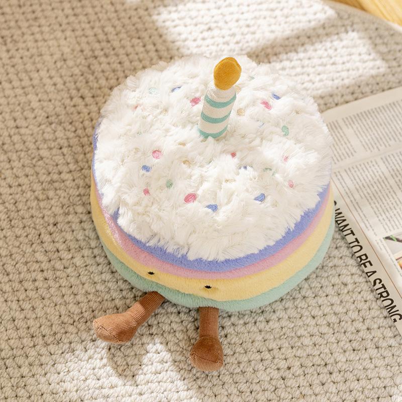 Simulation cake candle doll rainbow plush doll for girlfriend girlfriend birthday gift throw pillow super cute